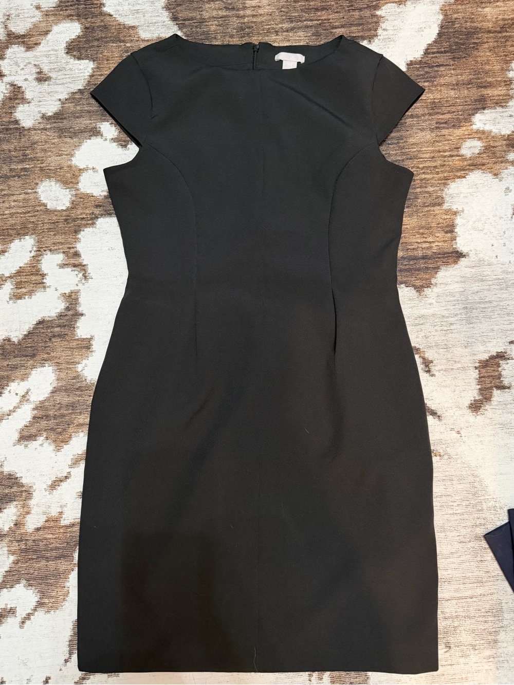H&M Black Cap-Sleeve Midi Sheath Dress